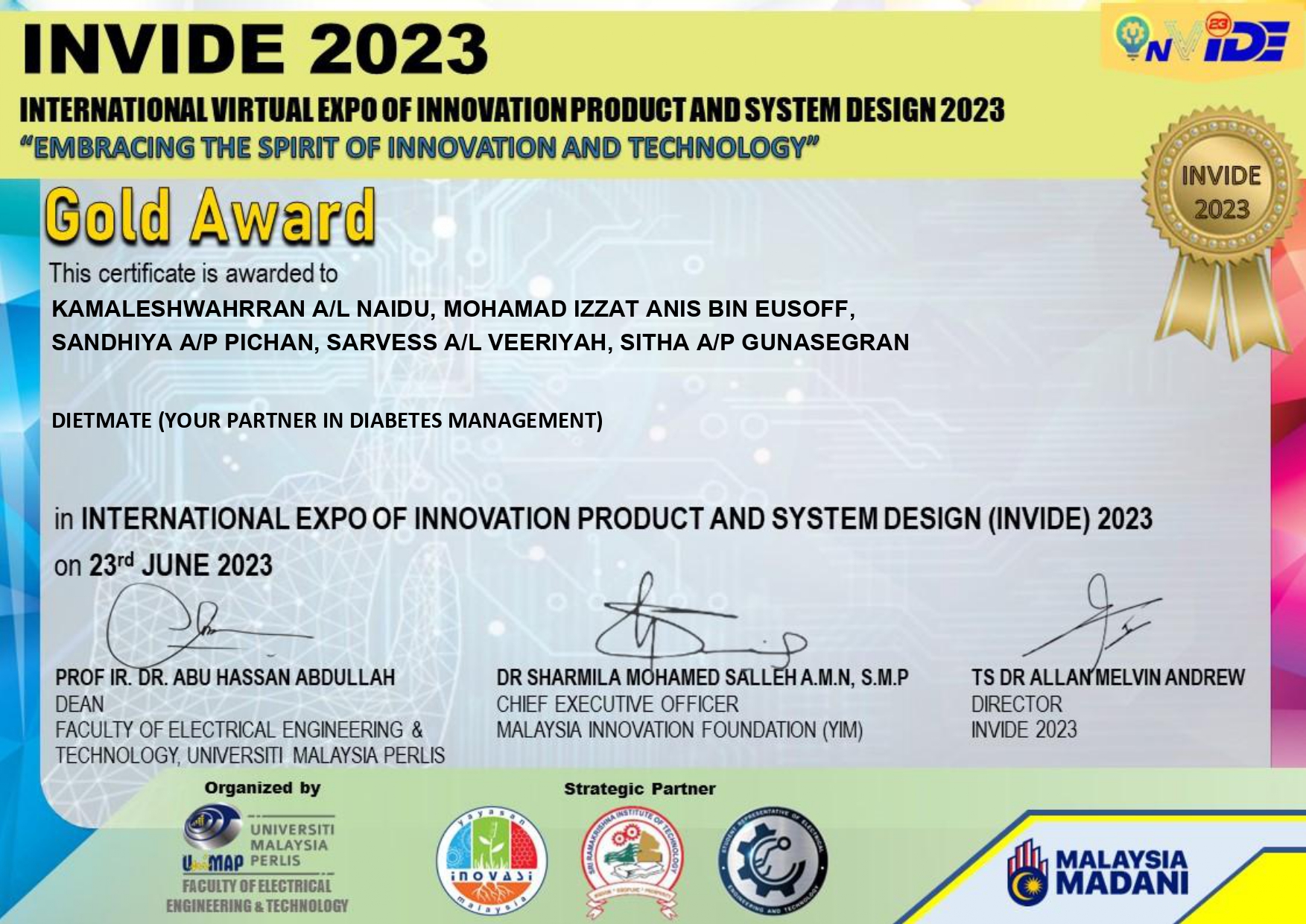 INVIDE- GOLD-INTERNATIONAL VIRTUAL EXPO OF INNOVATION PRODUCT AND SYSTEM DESIGN 2023