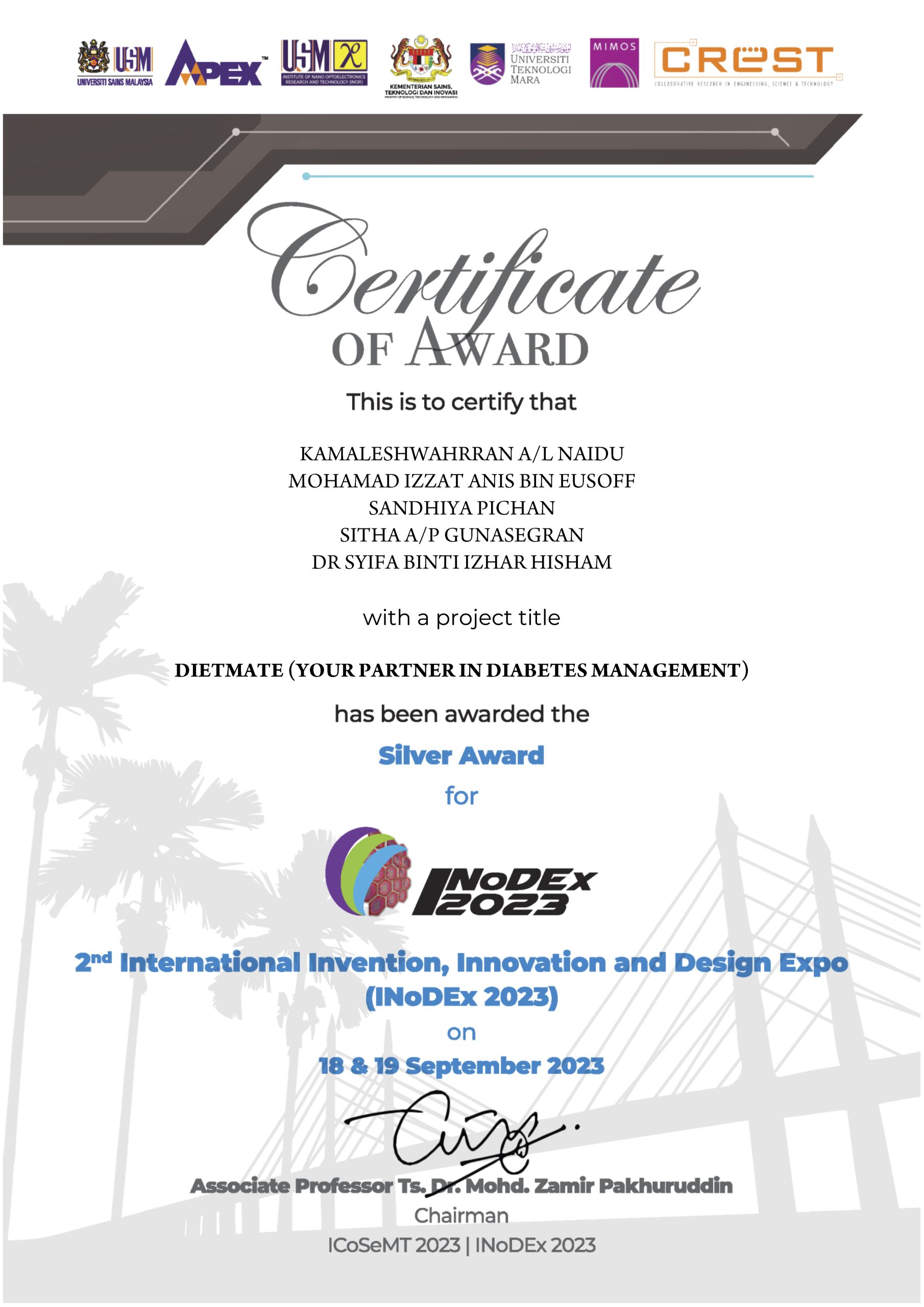INODEX- SILVER-2nd INTERNATIONAL INVENTION, INNOVATION AND DESIGN EXPO (INODEX 2023)